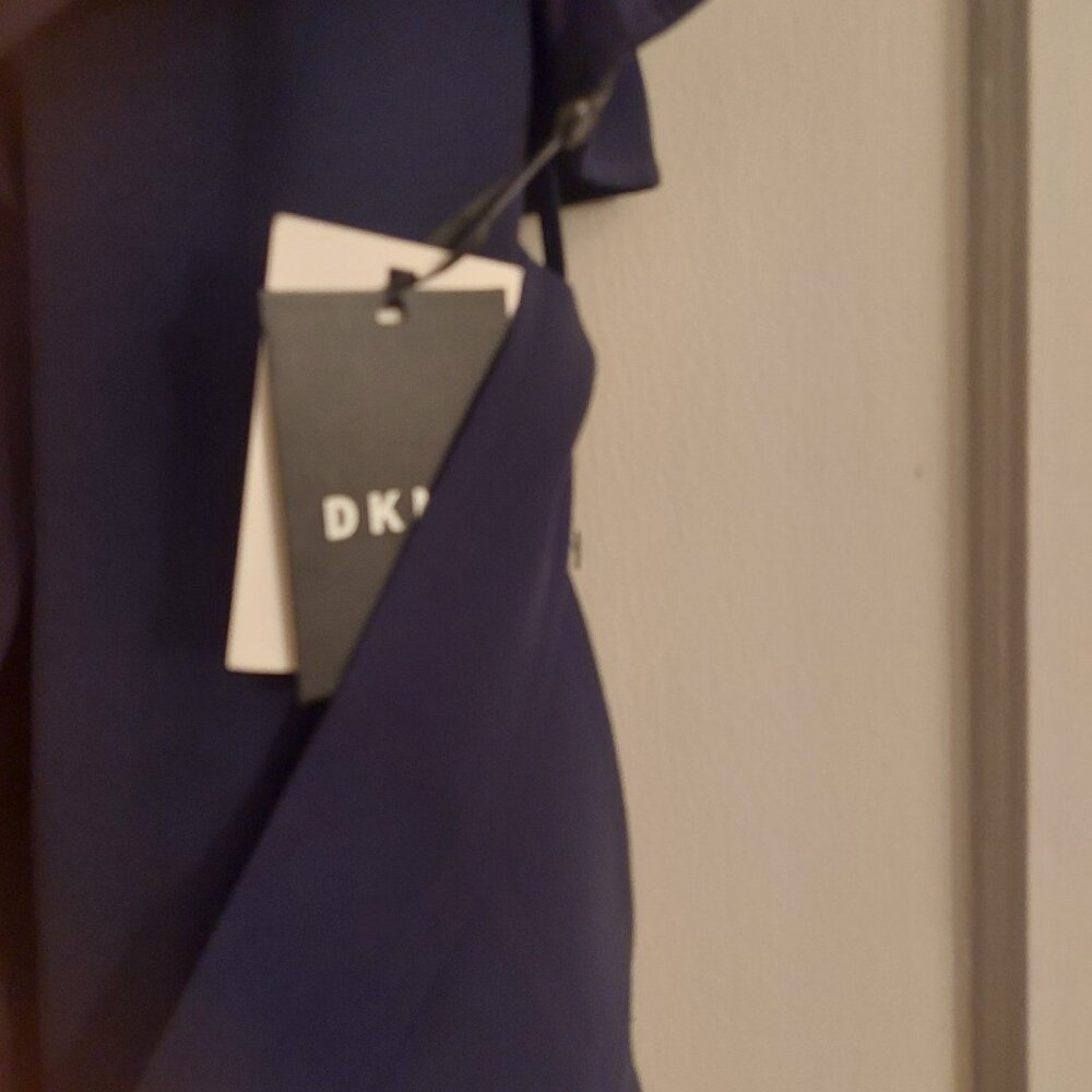 DKNY Navy Blue Belted Vest Trench Dress-Women’s Wrap Dress,Professional NWT 16 - Picture 5 of 7